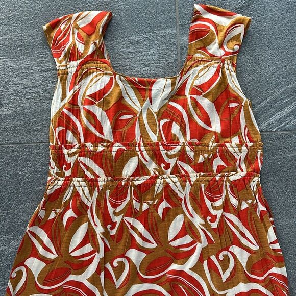 NWT Chaudry by RAGA Sleeveless A-line Midi Tank Sundress Tan Orange Cream Small - Picture 10 of 13